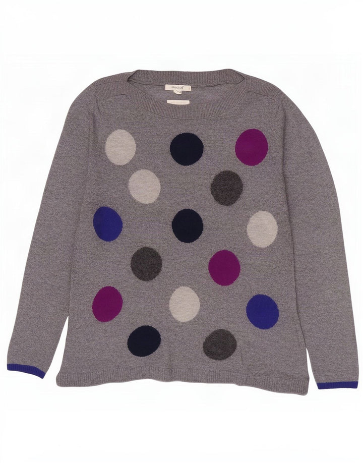 White Stuff Damen-Pullover mit U-Boot-Ausschnitt, Gr. 10, klein, grau, geometrisch