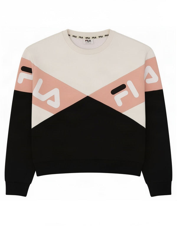 Fila Damen Grafik-Sweatshirt-Pullover UK 14 Large Mehrfarbiger Farbblock