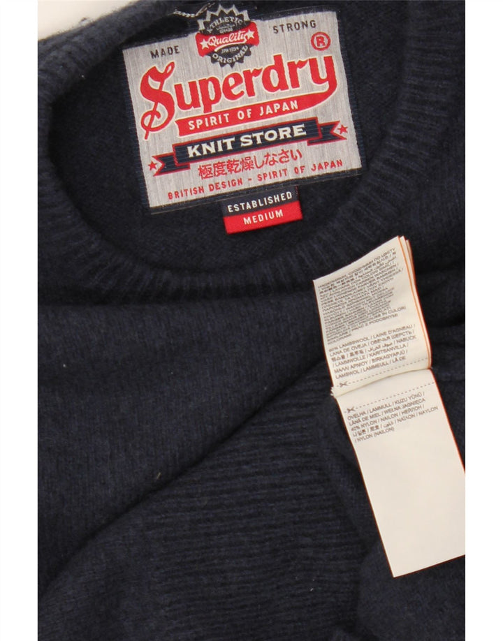 SUPERDRY Herren-Pullover mit Rundhalsausschnitt, mittlere marineblaue Wolle