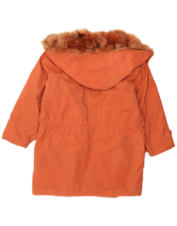 Vintage Damen-Windbreaker-Mantel mit Kapuze, lockere Passform, UK 14, Groß, Orange