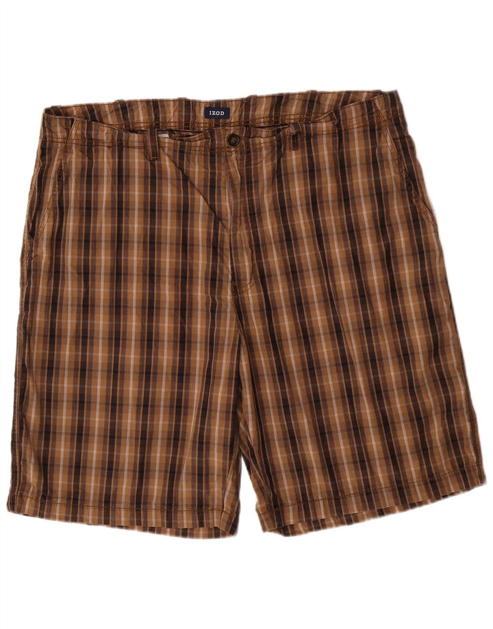 IZOD Herren Chino-Shorts W40 XL braun karierte Baumwolle