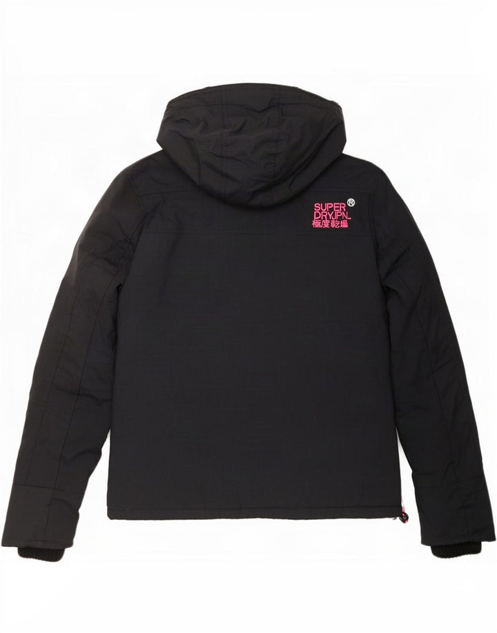 Superdry Damen Windcheater Kapuzen-Windjacke UK 14 Medium Schwarz
