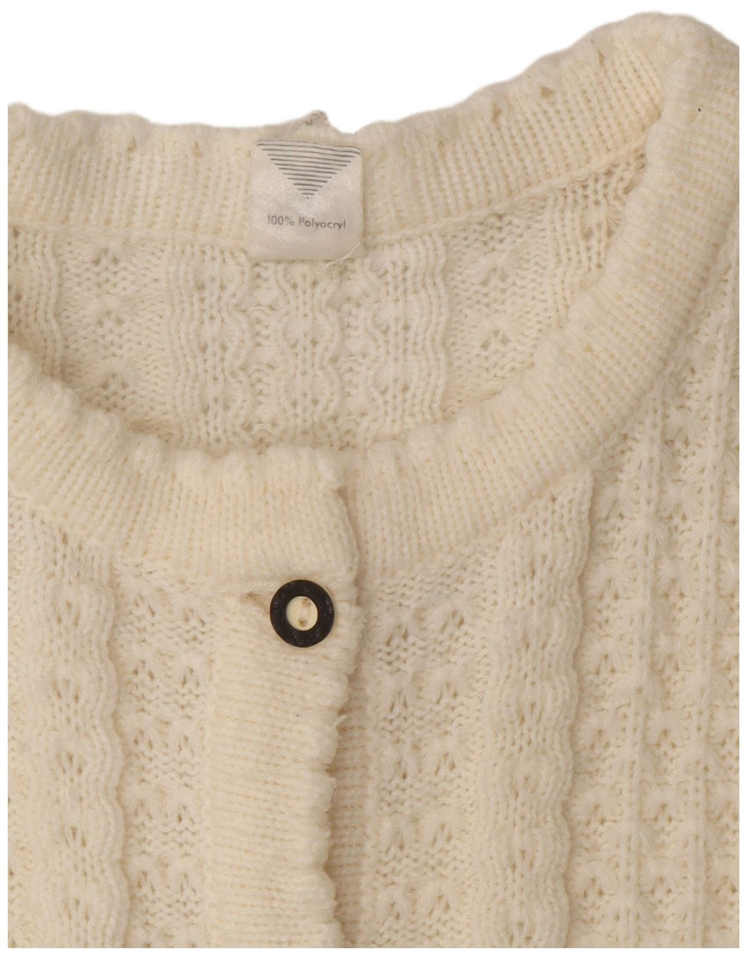 Vintage Damen Cardigan Pullover UK 16 Groß Weiß Polyacryl