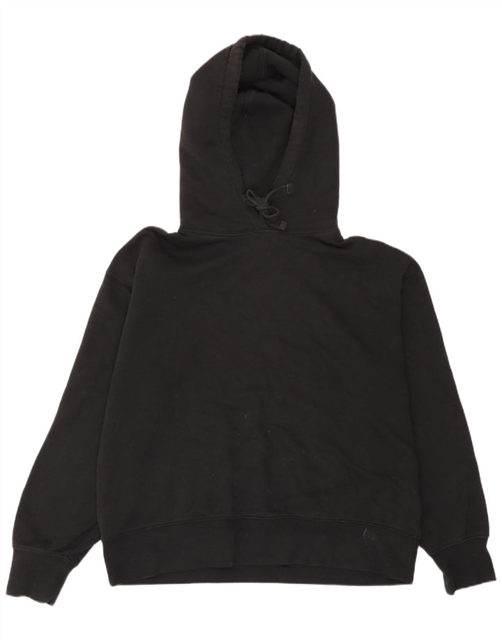 Zara Damen Übergroßer Kapuzenpullover UK 14 Mittelschwarze Baumwolle