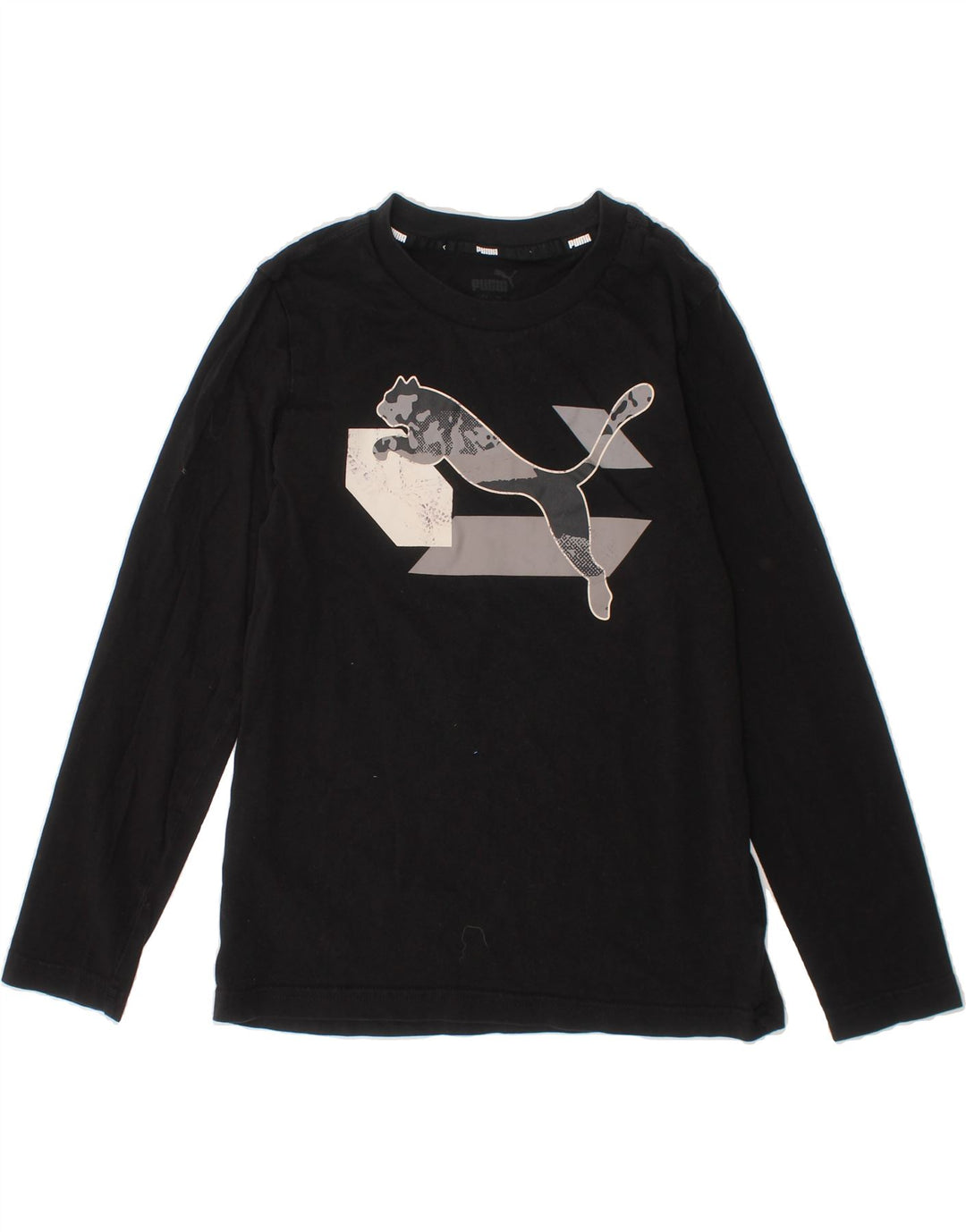 PUMA Boys Graphic Top Long Sleeve 9-10 Years Black Cotton Vintage Puma and Second-Hand Puma from Messina Hembry 