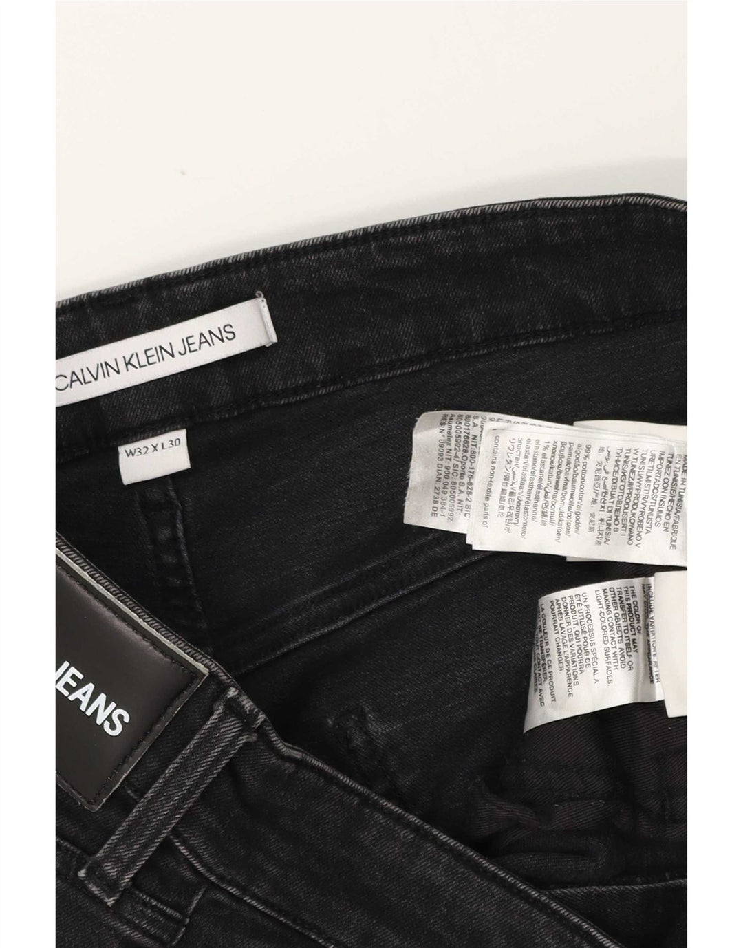 Calvin Klein Herren Slim Jeans W32 L30 Schwarze Baumwolle
