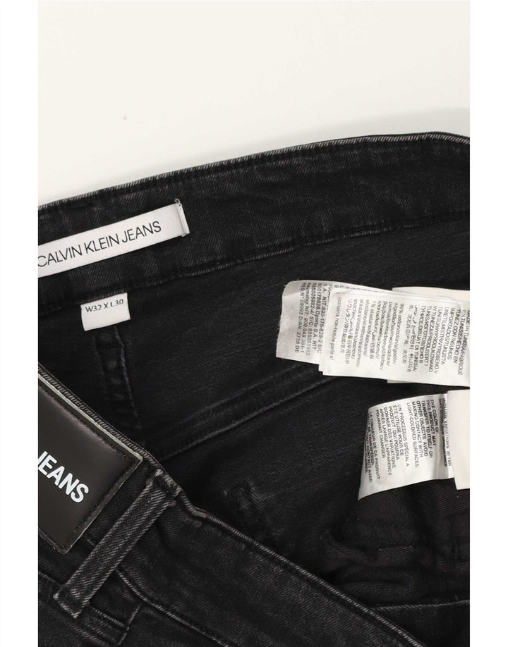 Calvin Klein Herren Slim Jeans W32 L30 Schwarze Baumwolle