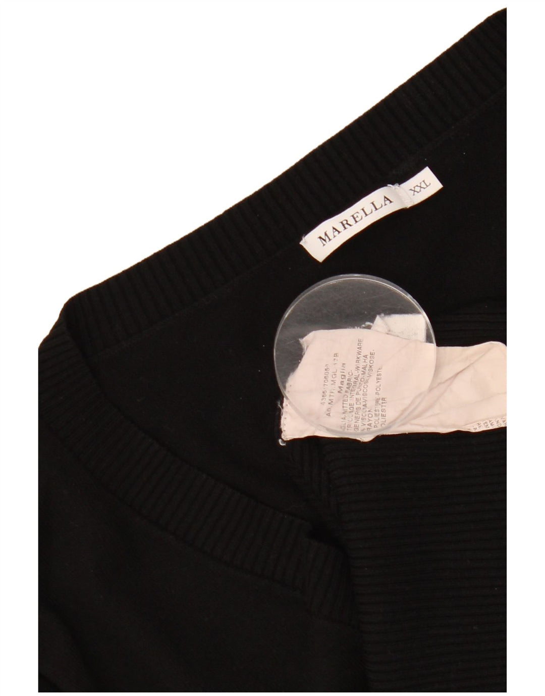 MARELLA Damen-Pullover im Militär-Stil mit V-Ausschnitt, UK 20 2XL, schwarze Viskose