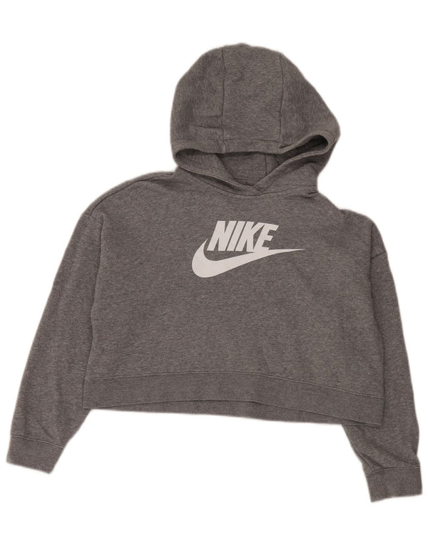 Nike Crop Graphic Hoodie-Pullover für Mädchen, 12–13 Jahre, Größe L, Grau meliert