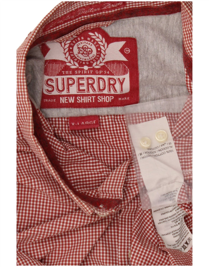 SUPERDRY Mens Shirt XL Red Gingham Cotton