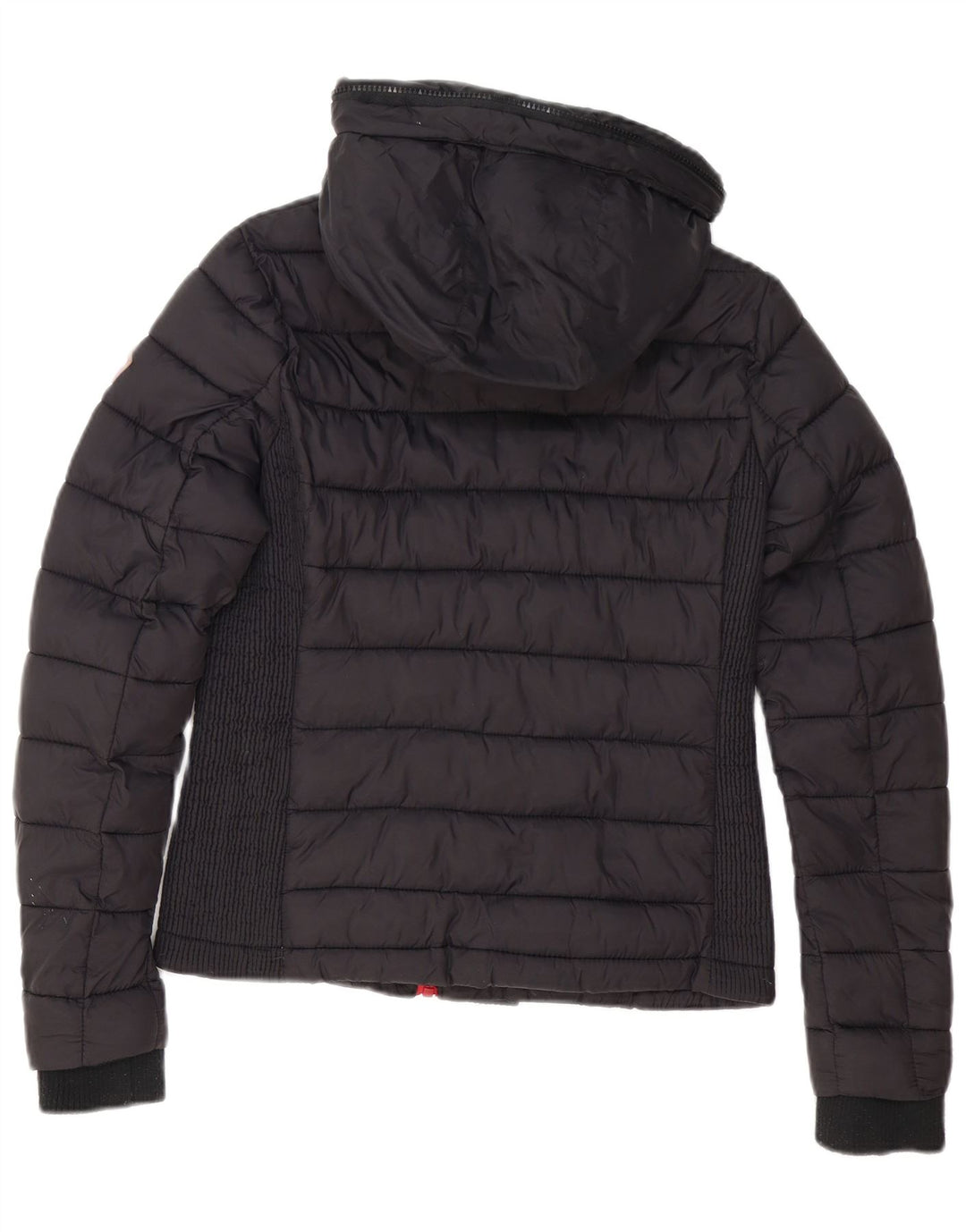 Superdry Wattierte Damenjacke mit Kapuze, UK 12, Mittelschwarzes Nylon