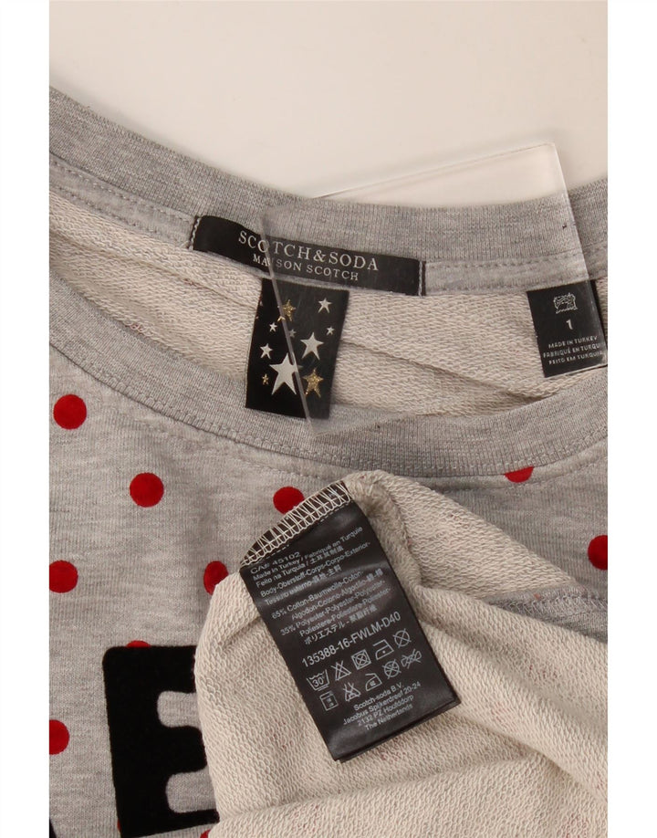 SCOTCH & SODA Damen Übergroßer Sweatshirt-Pullover US 1 XS Grau gepunktet