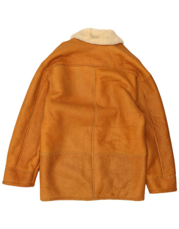 Vintage Herren Shearling Jacke IT 48 Mittelbraun