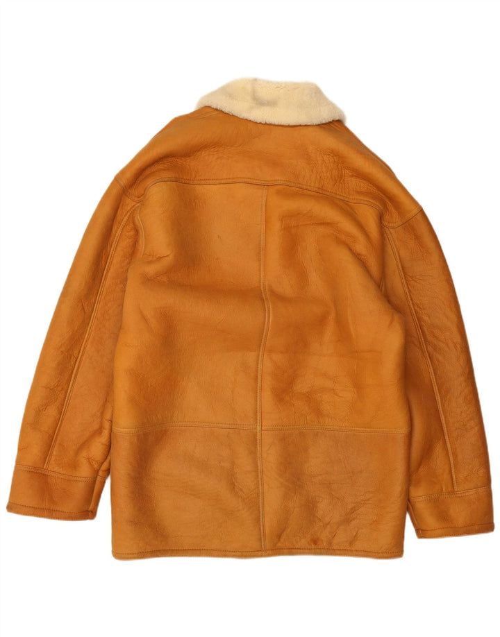 Vintage Herren Shearling Jacke IT 48 Mittelbraun