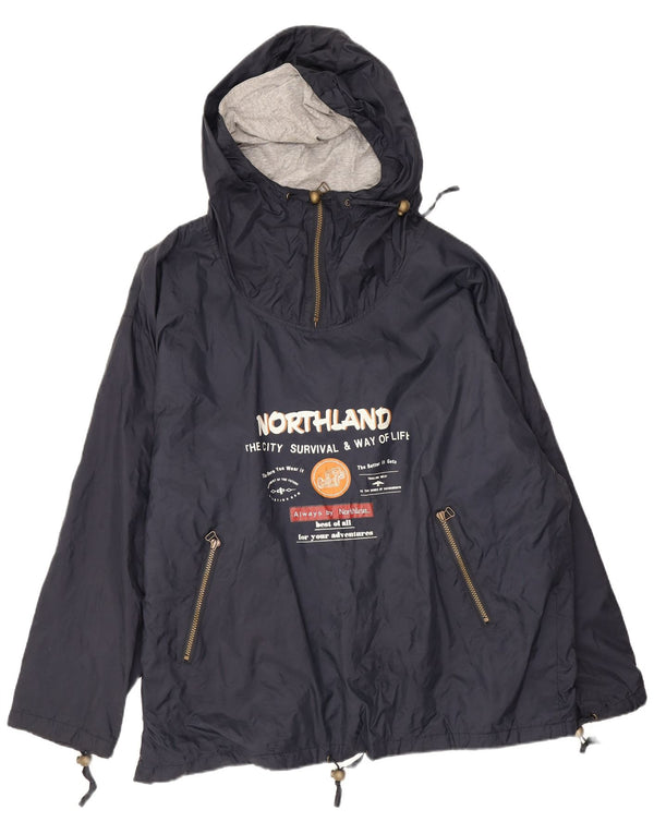 Northland Mens Loose Fit Graphic Hooded Anorak Jacket UK 40 Large Navy Blue