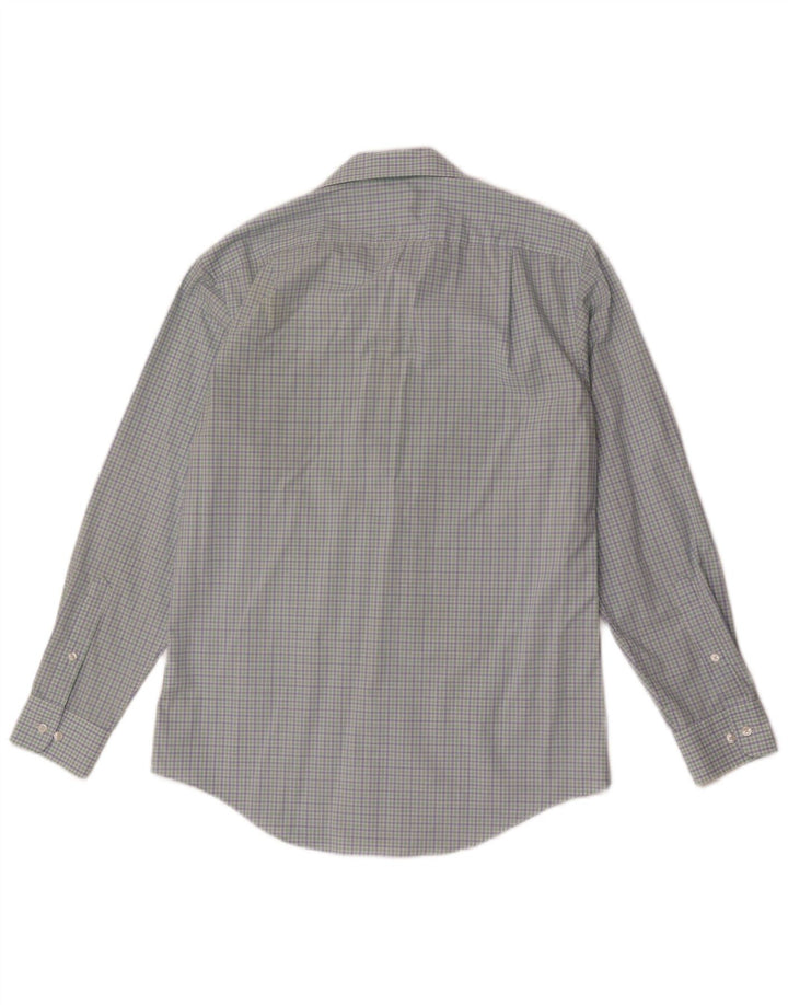 Tommy Hilfiger Herrenhemd Größe 15 1/2 mittelblau karierte Baumwolle