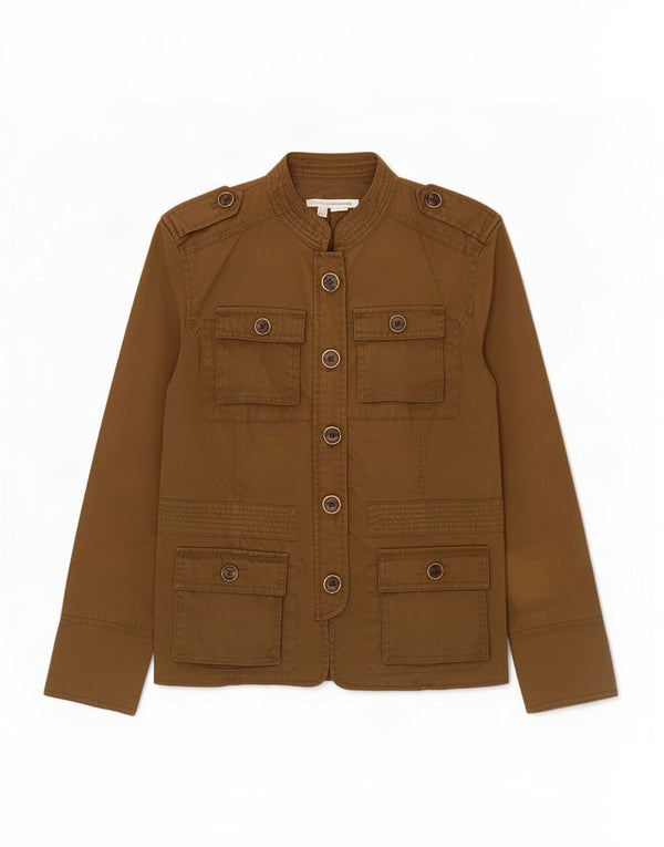 Zara Damen Militärjacke UK 10 Small Khaki Baumwolle