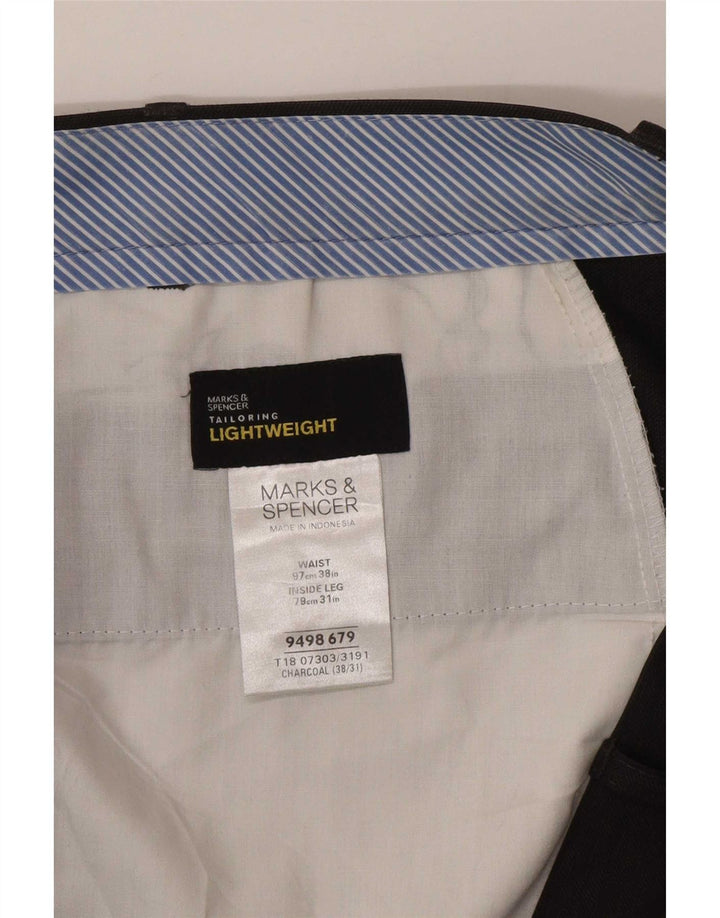 Gerade Herren-Anzughose von Marks & Spencer, W38, L31, grau, Polyester