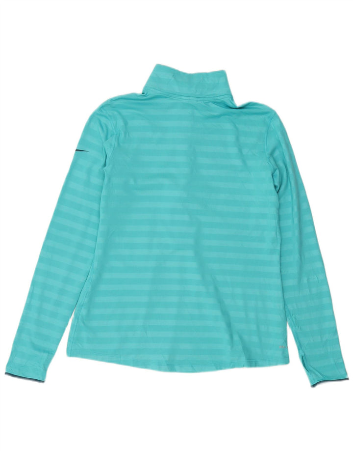 Nike Damen Dri Fit Zip Neck Pullover Trainingsanzug Top UK 18 XL blau gestreift
