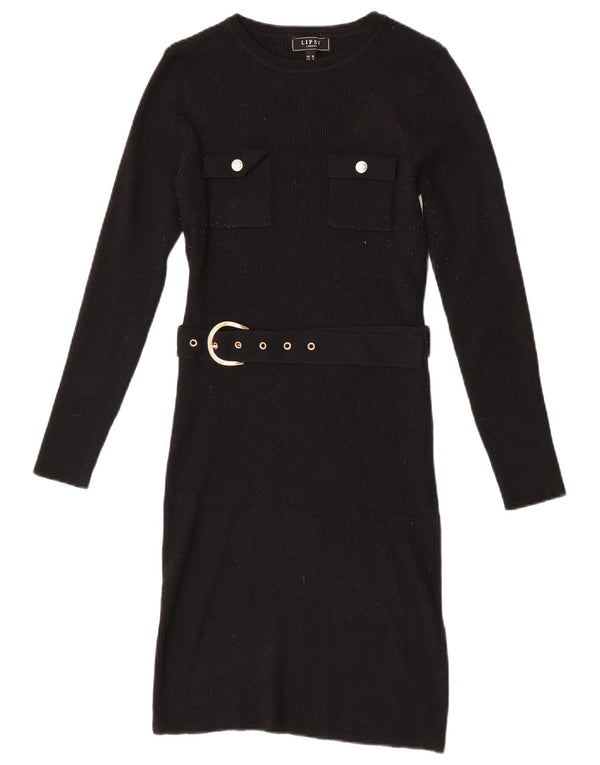 Lipsy Damen-Pulloverkleid im Military-Stil, Gr. 10, Größe S, Schwarz, Polyamid