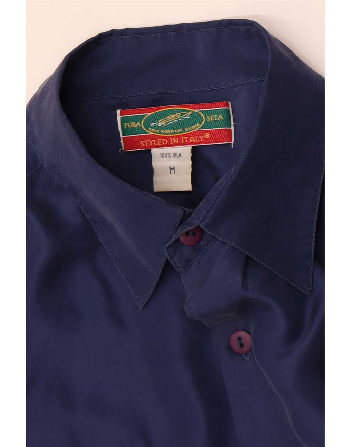 Vintage Herrenhemd Medium Marineblaue Seide