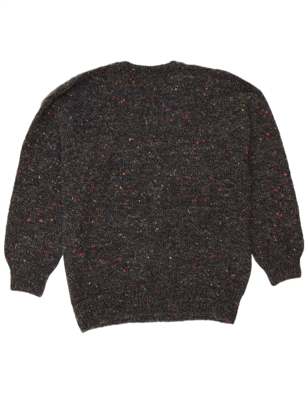 Vintage Herren Pullover mit Rundhalsausschnitt, groß, schwarz gefleckt