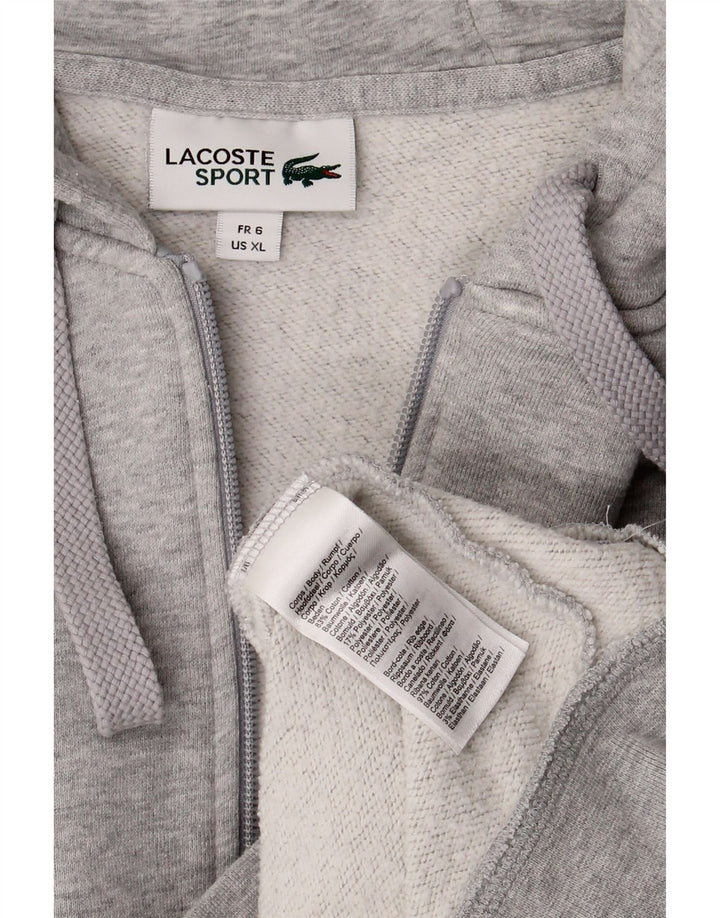 LACOSTE Herren-Kapuzenpullover mit Reißverschluss, Größe 6, XL, graue Baumwolle