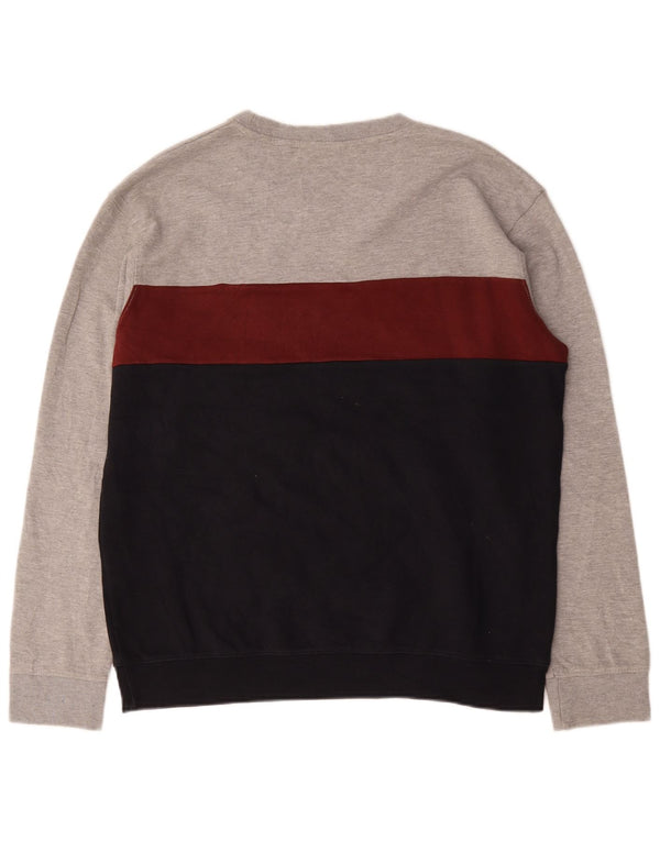 Zara Herren-Pullover mit Rundhalsausschnitt, XL, mehrfarbig, Colourblock-Baumwolle