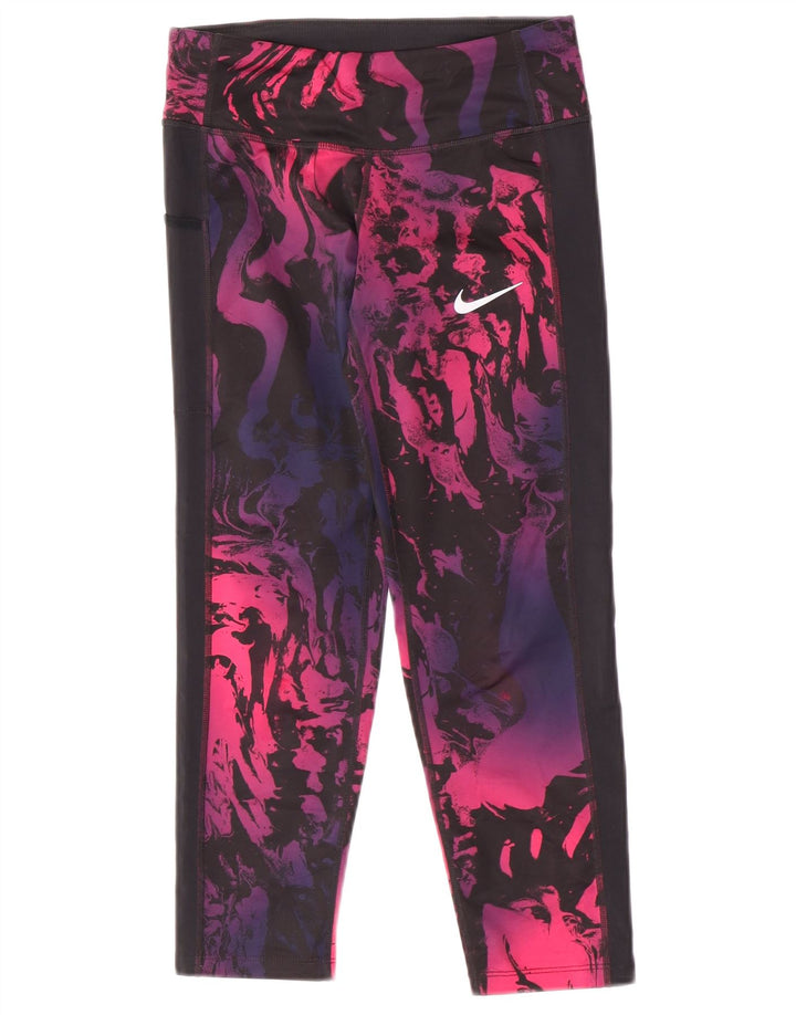 Nike Damen Dri Fit Leggings UK 6 XS Mehrfarbiges Batik-Polyester