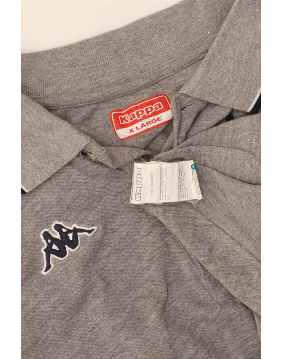 Kappa Herren Poloshirt XL grau gestreift aus Baumwolle