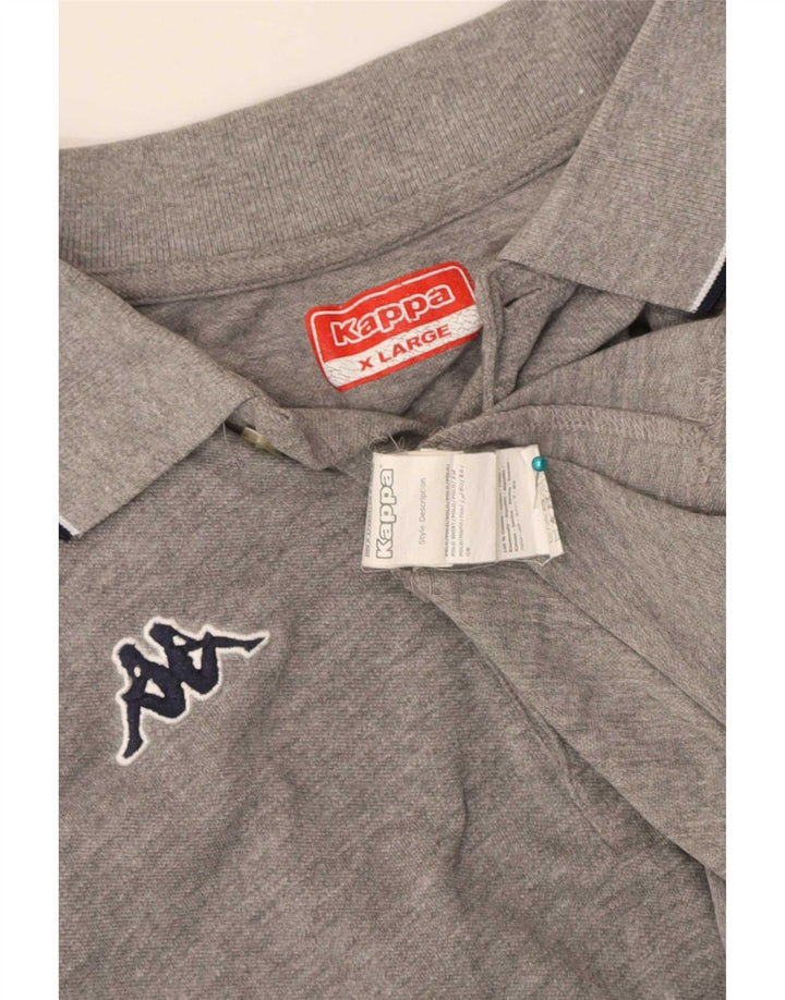 Kappa Herren Poloshirt XL grau gestreift aus Baumwolle