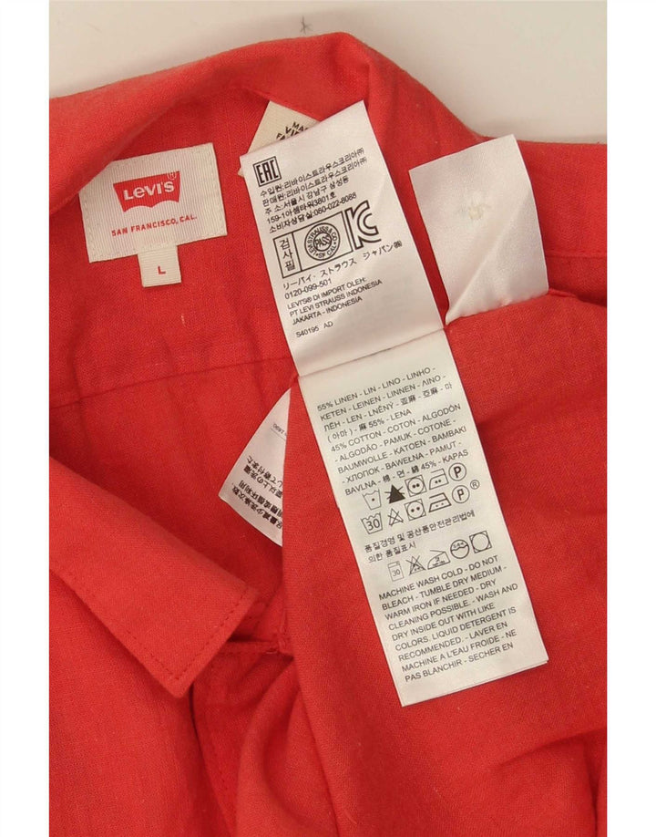 Levi's Herren-Kurzarmhemd, groß, rotes Leinen