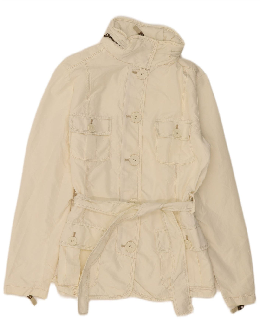 Zara Damen-Utility-Jacke mit Kapuze, UK 10, Größe S, gebrochenes weißes Nylon