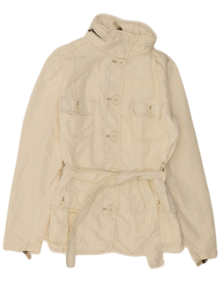 Zara Damen-Utility-Jacke mit Kapuze, UK 10, Größe S, gebrochenes weißes Nylon