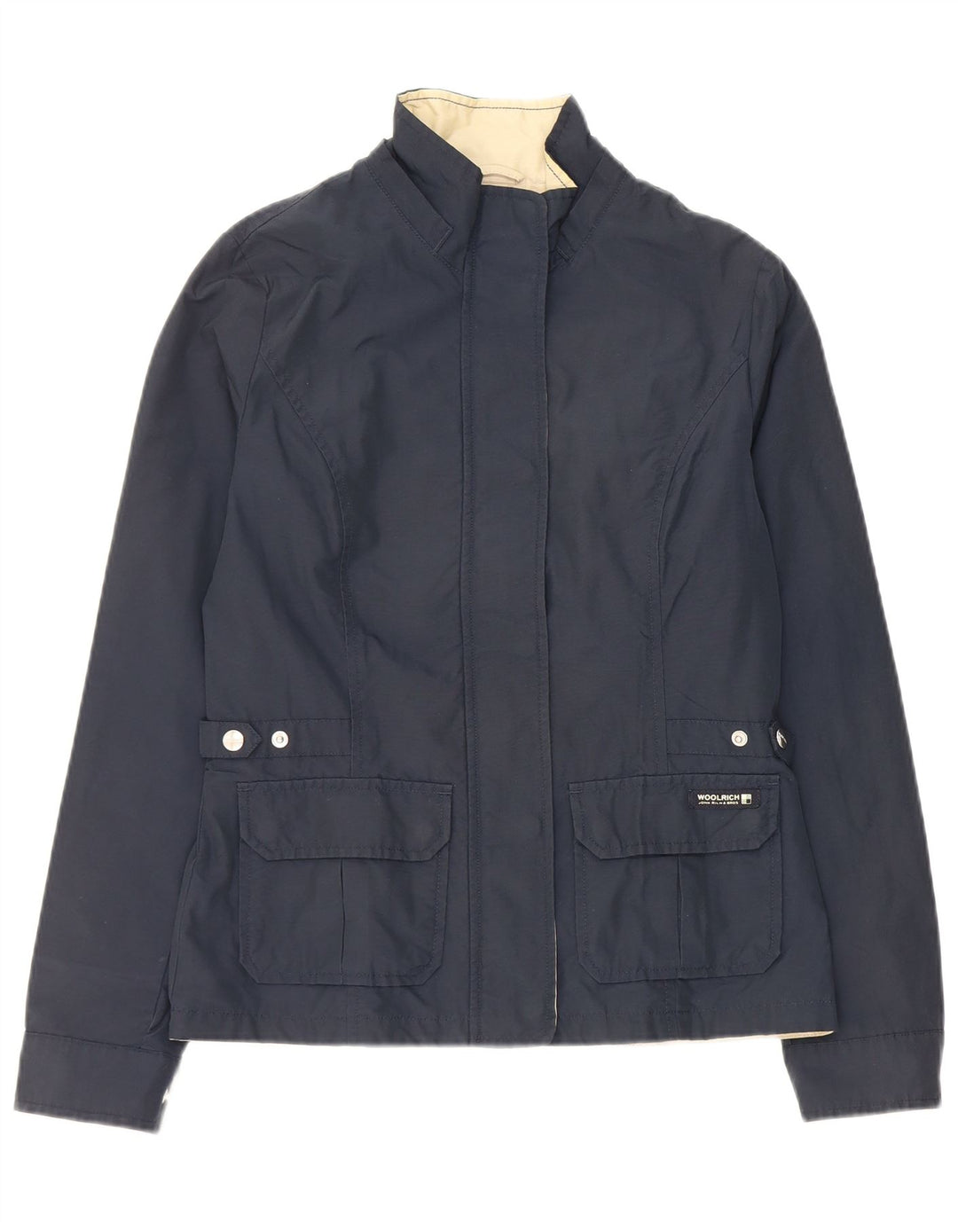 Woolrich Damen Utility-Jacke UK 14 Large Marineblaue Baumwolle