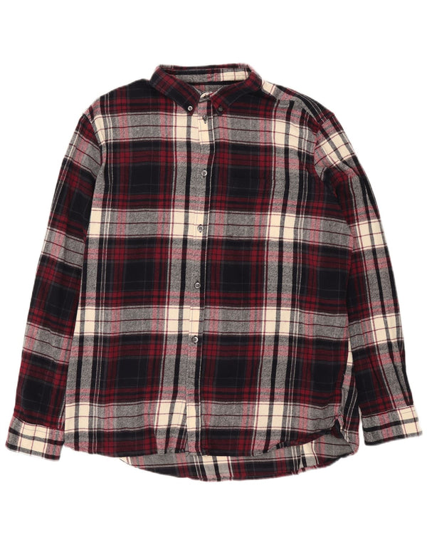 French Connection Herren-Flanellhemd 2XL, Burgunderrot, kariert, Baumwolle