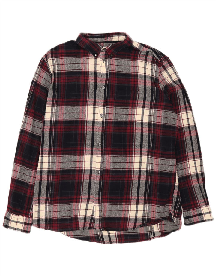 French Connection Herren-Flanellhemd 2XL, Burgunderrot, kariert, Baumwolle