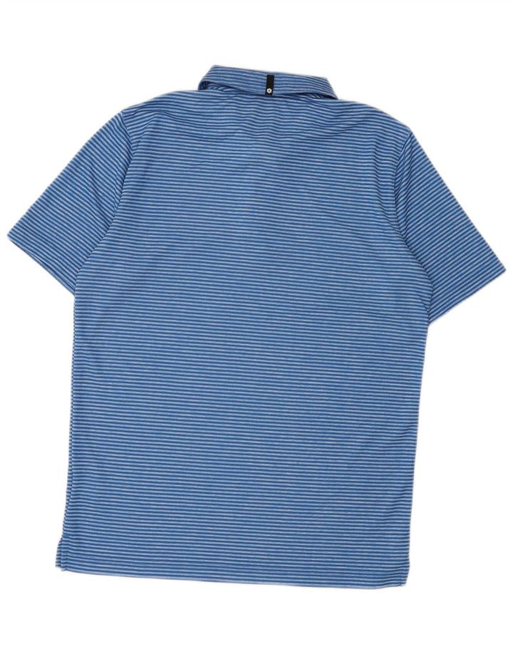 Puma Herren-Poloshirt aus mittelblauem Nadelstreifen-Polyester