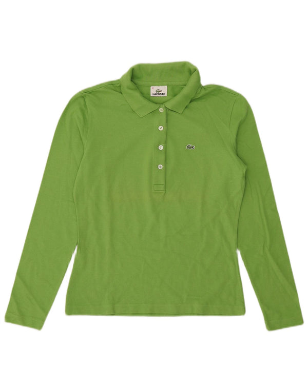 Lacoste Damen Langarm-Poloshirt, Größe 42, große grüne Baumwolle