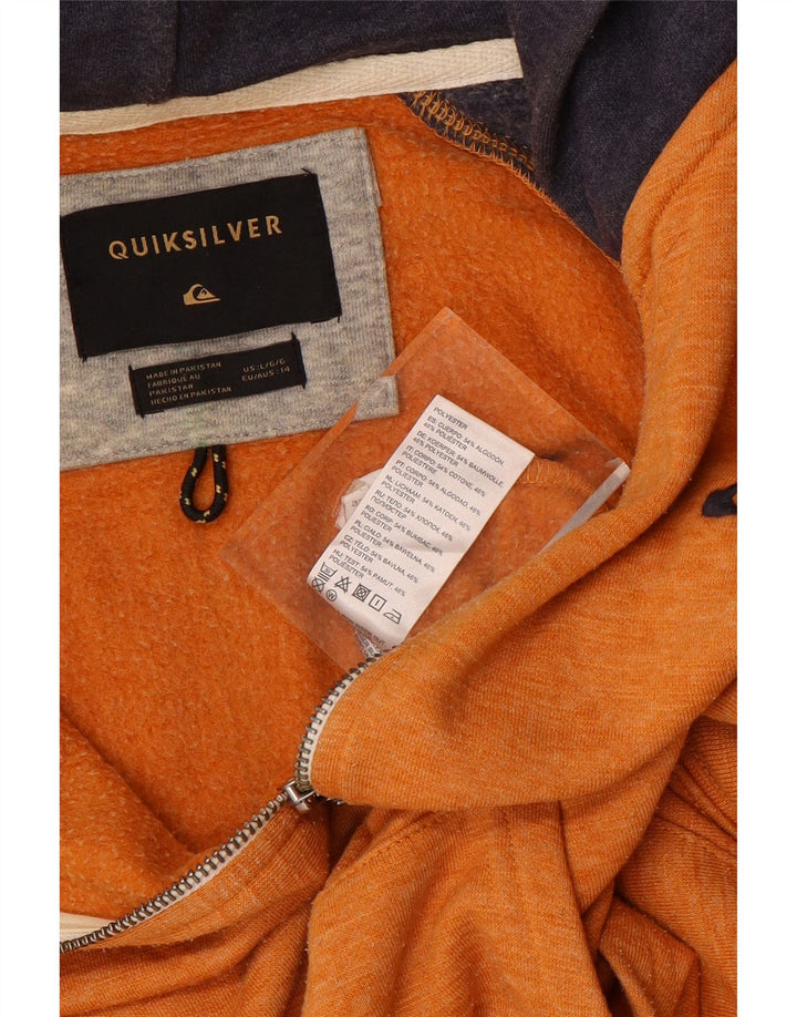QUIKSILVER Damen-Kapuzenpullover mit Reißverschluss, UK 14, Größe L, Orange, Colourblock-Baumwolle