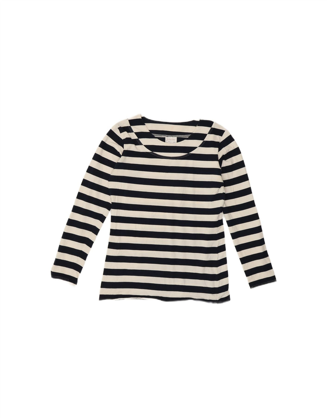 VINTAGE Womens Casual Top Long Sleeve IT 42/44 Medium Navy Blue Striped