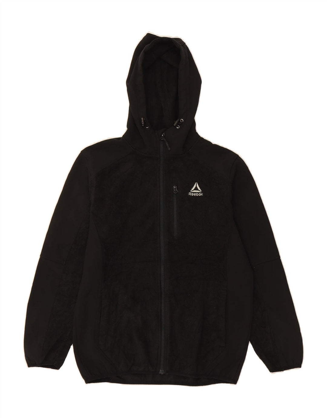 REEBOK Mens Zip Hoodie Sweater Medium Black Polyester Vintage Reebok and Second-Hand Reebok from Messina Hembry 