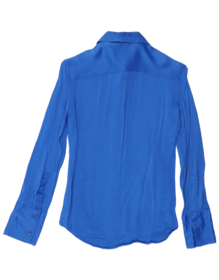 Zara Damen Hemd UK 6 XS Blaue Viskose
