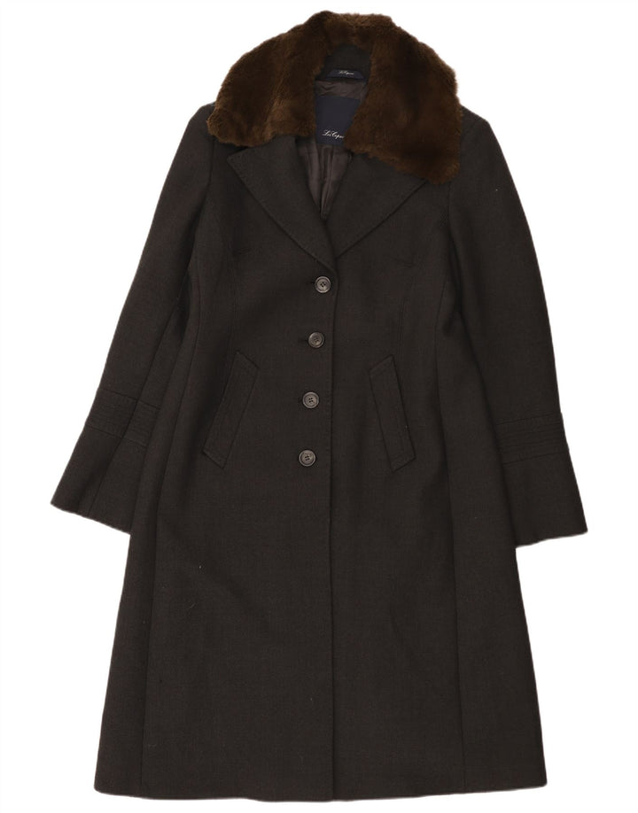 Les Copains Damen Mantel IT 46 Large Grau Polyester