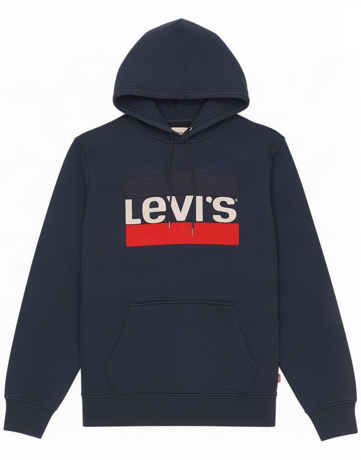Levi's Herren-Kapuzenpullover mit Grafik, mittelblau, Baumwolle