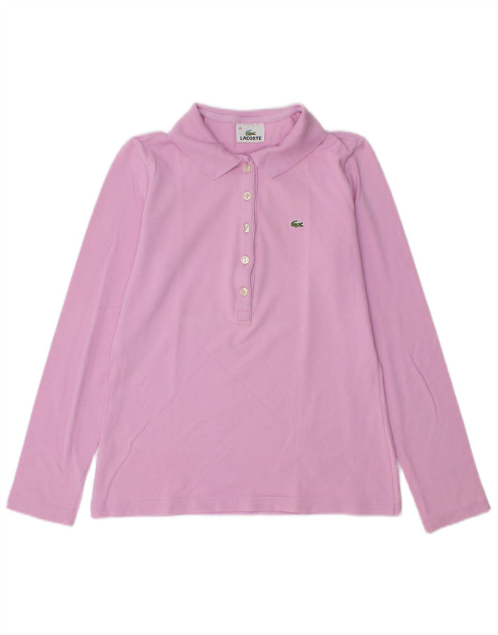Lacoste Damen-Langarm-Poloshirt, Größe 40, mittelrosa, Baumwolle