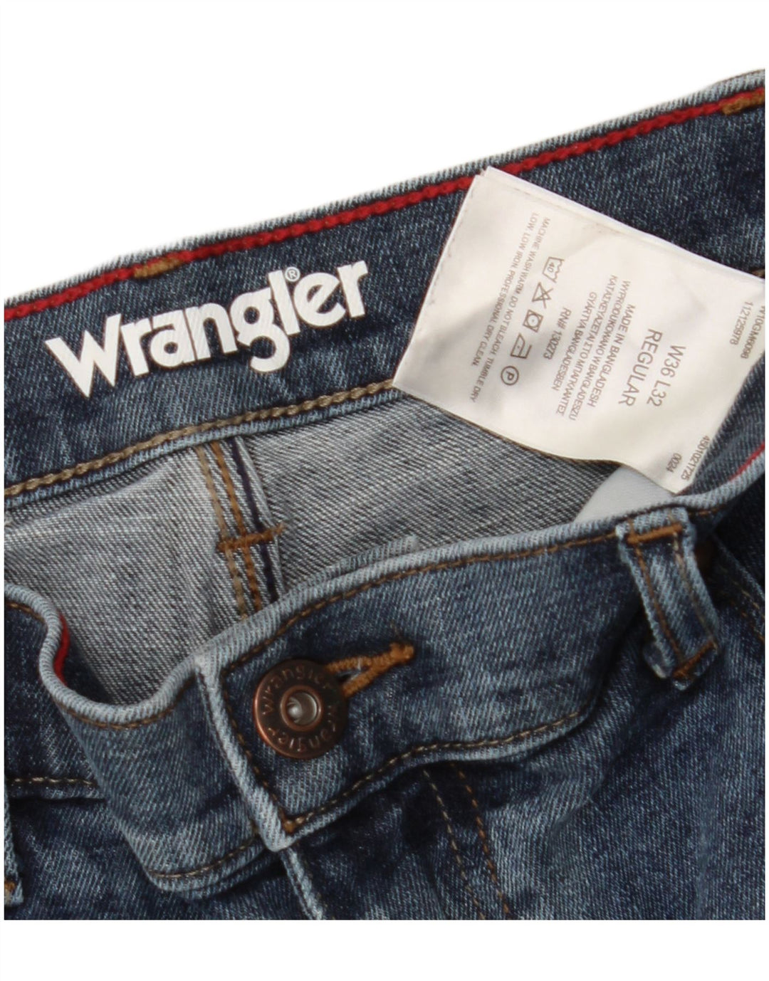 WRANGLER Mens Straight Jeans W36 L32 Blue Cotton