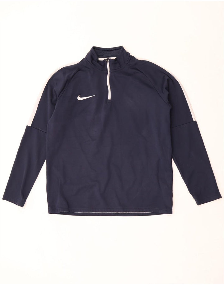 Nike Herren Dri Fit Pullover-Trainingsanzug-Oberteil, mittelgroß, Marineblau, Farbblock