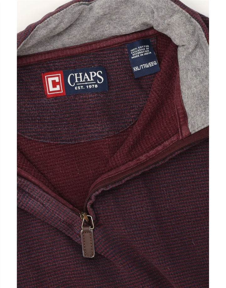 Chaps Herren-Sweatshirt mit Reißverschluss am Hals, 2XL, Burgunderrot, Baumwolle