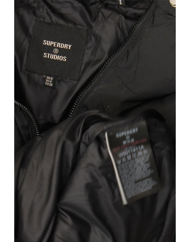 Superdry Damen Übergroßer gepolsterter Mantel UK 8 Small Schwarz Polyester